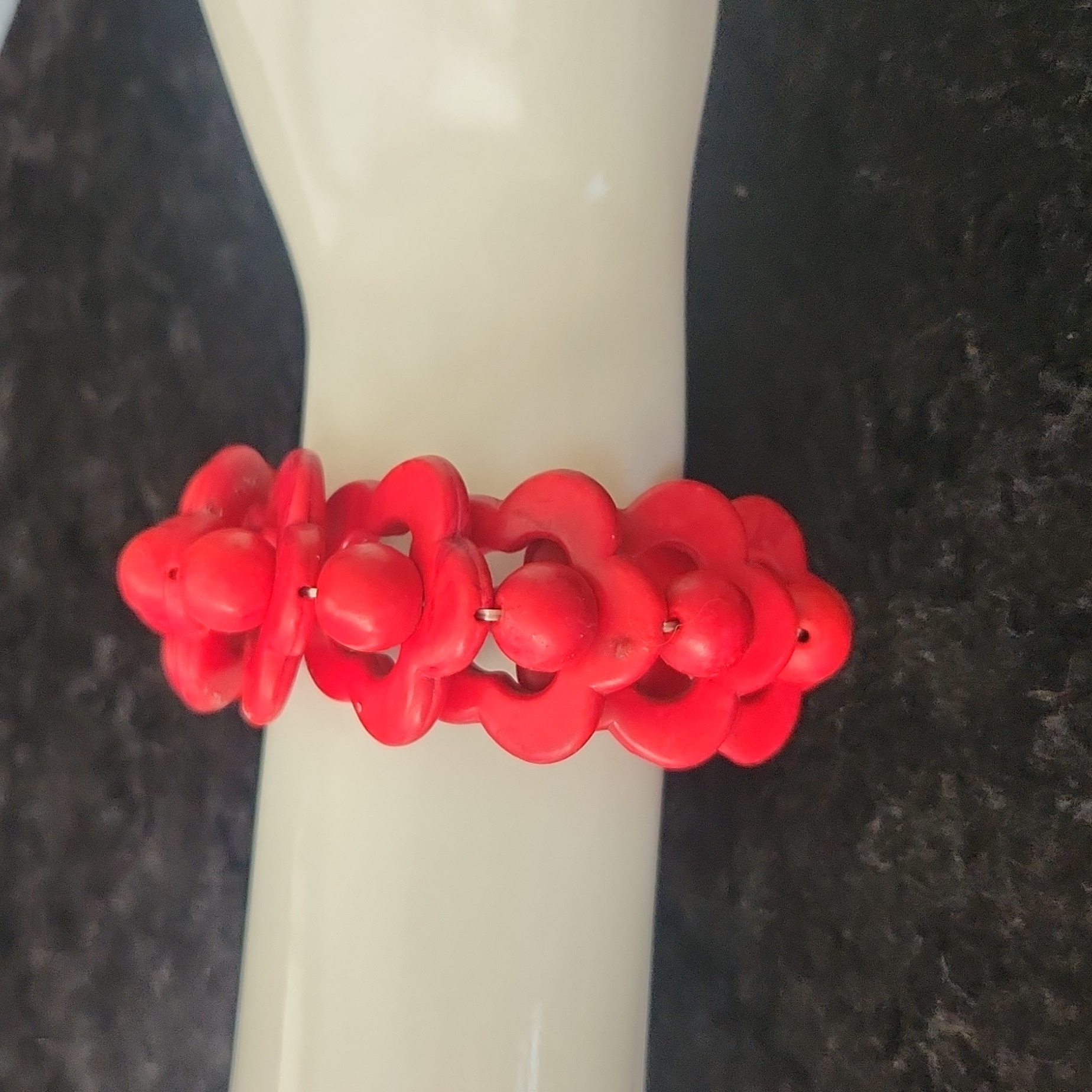 20mm Red Beaded Stretch Bracelet